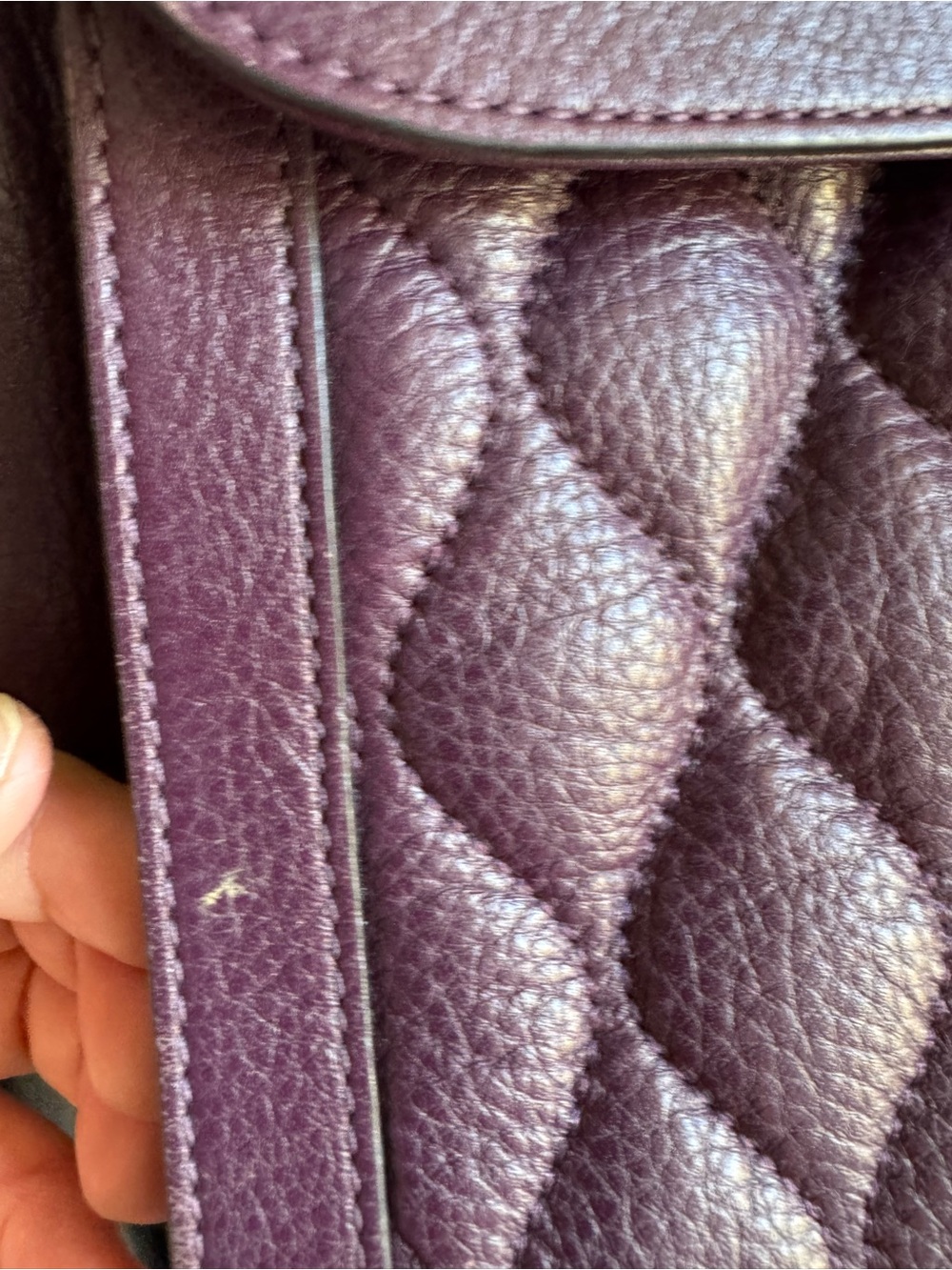 Vera Bradley Leather Quilted Top-Handle Satchel in Deep Plum - Picture 2 of 10